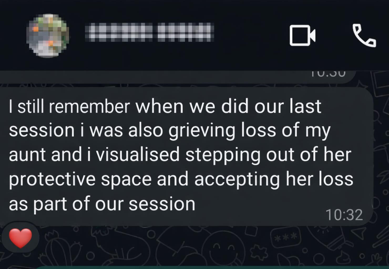 Client feedback about hypnotherapy for loss of a loved one.